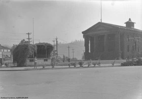 St. Johns fire station and bandstand, 1932: A2009-009.2609
